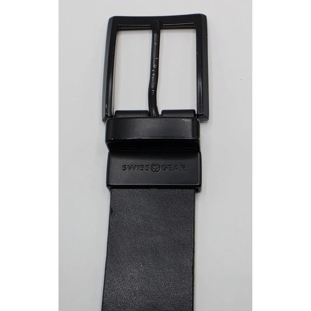 SwissGear Mens Reversible Belt Black Brown Matte Black Buckle